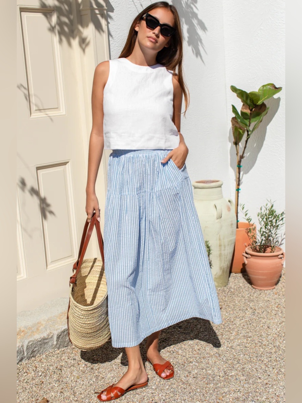 Single tier maxi skirt - plain air stripe NWT - Picture 2 of 2